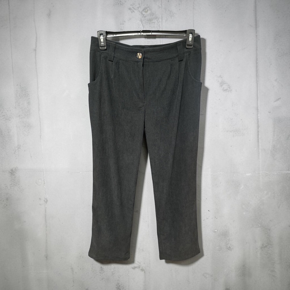 Halara Black Corduroy High Waisted Pleated Straight Leg Pants Large